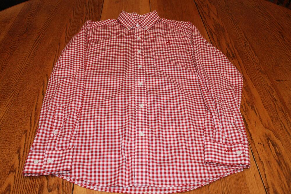 Alabama Crimson Tide Shirt Mens Small NCAA Football Gingham Check Cutter Buck